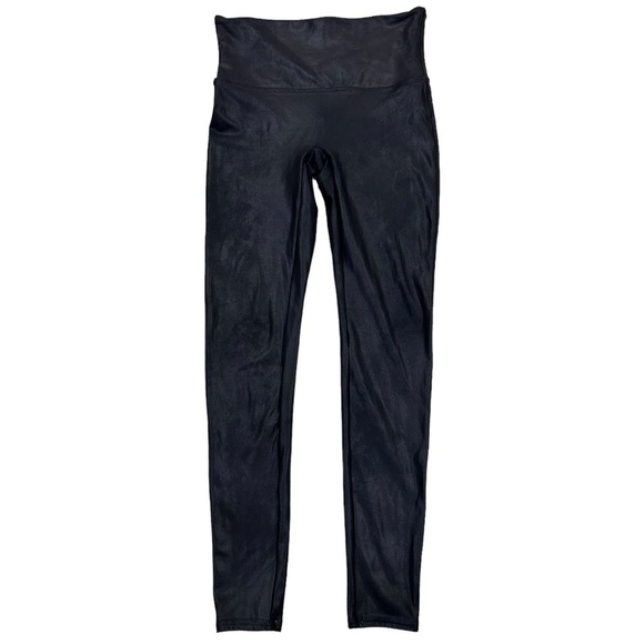 Spanx Black Faux Leather Legging Shiny Compression Powerhold Tummy Control SMALL - Picture 5 of 9